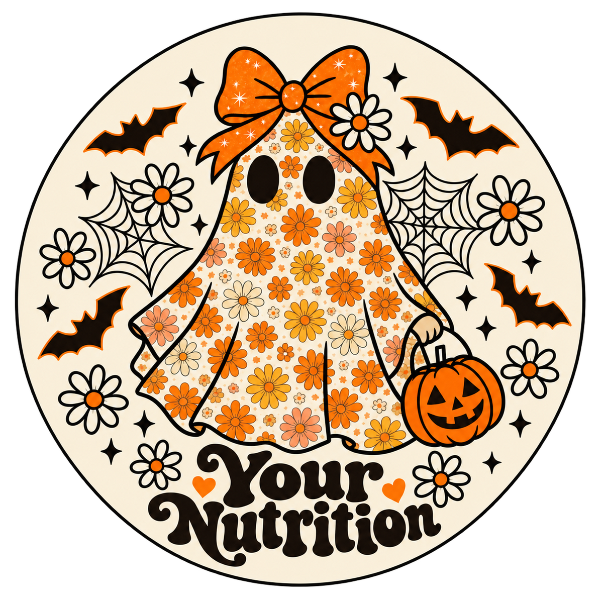 Retro Daisy Ghost Halloween Sticker