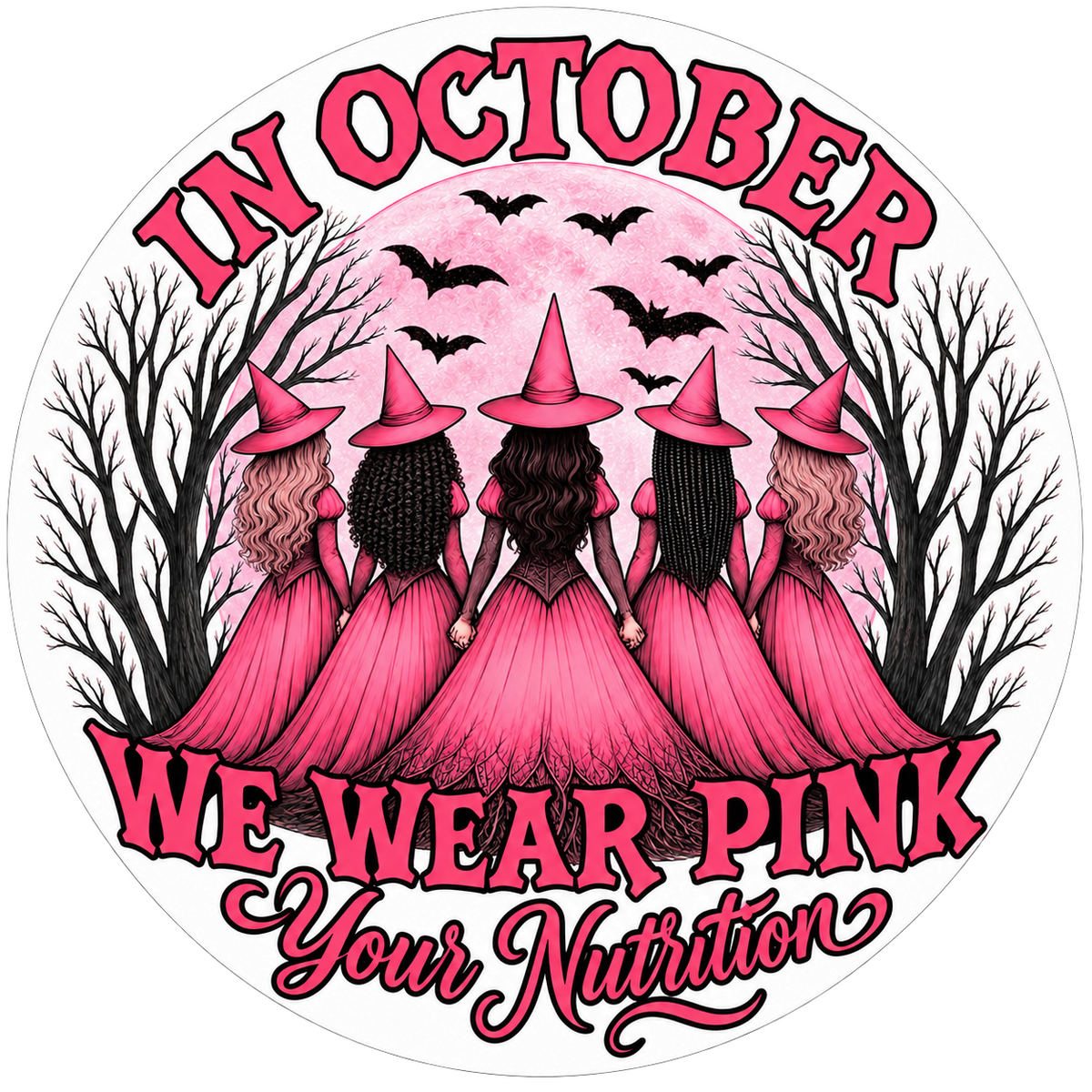 In October We Wear Pink Witches Sticker