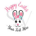 Happy Easter Bunny Ears Vinyl Custom Text Sticker