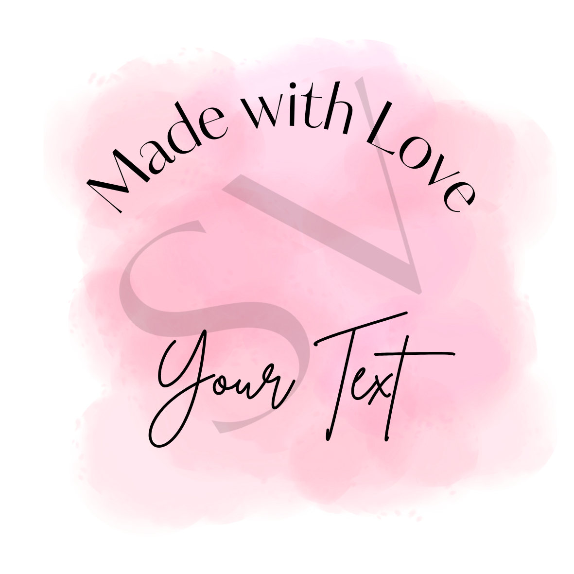 Made with Love Custom Pink Watercolor Vinyl Sticker