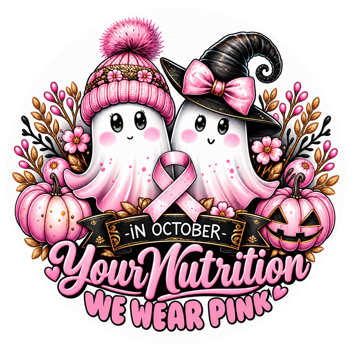 In October We Wear Pink Ghosts Awareness Sticker