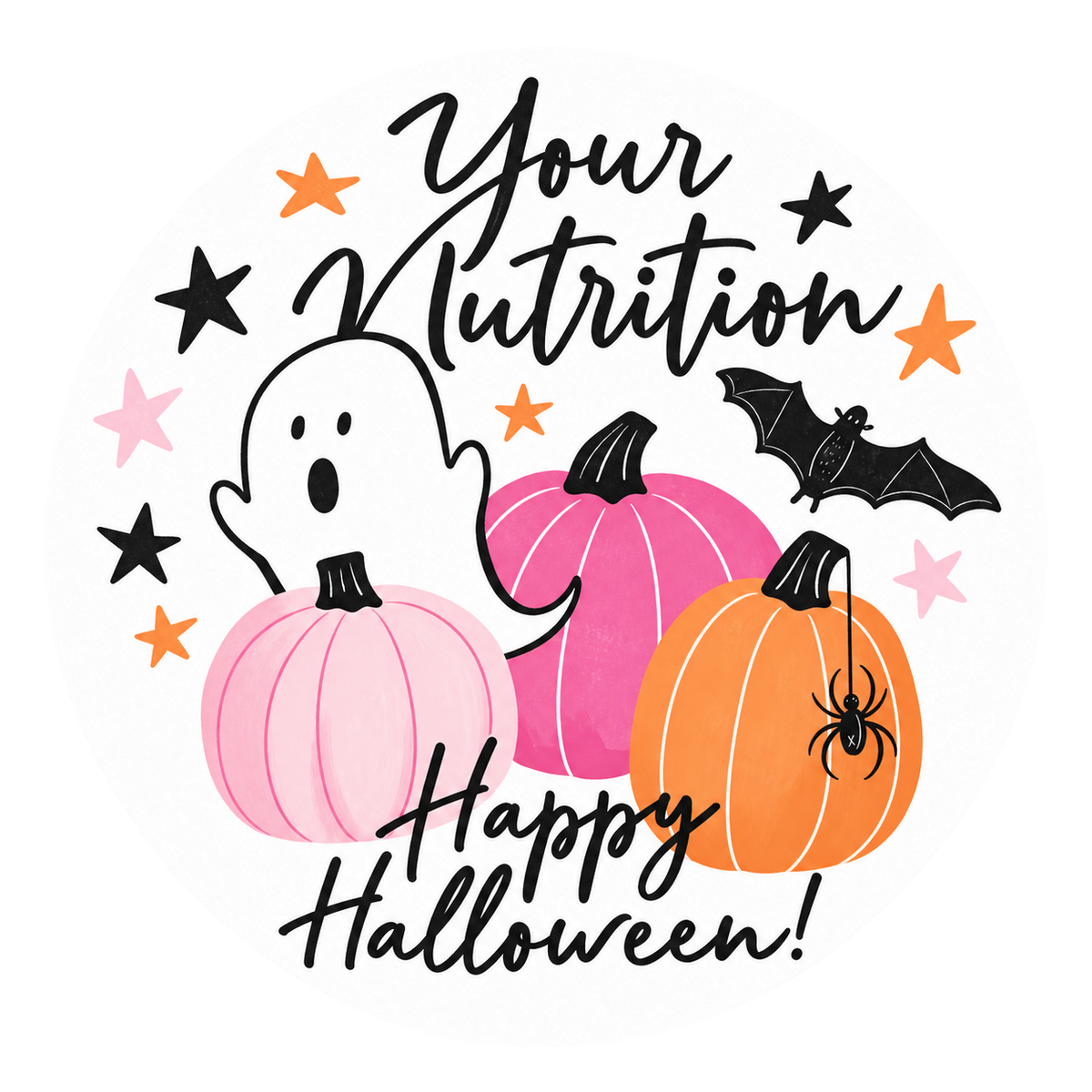 Pink Pumpkin & Ghost Halloween Sticker