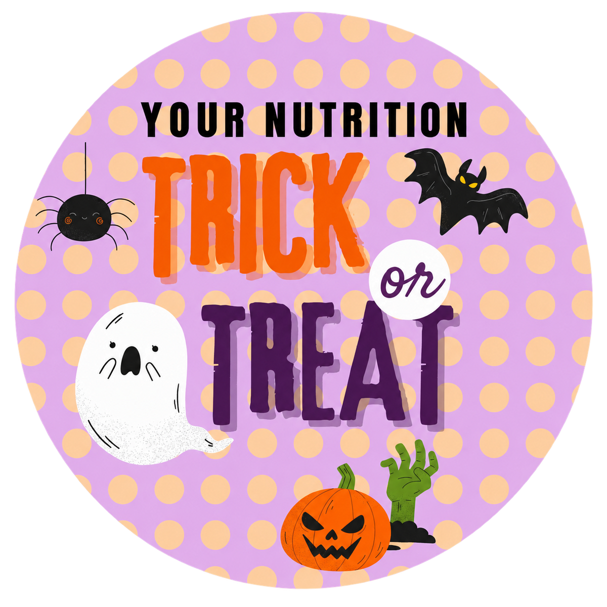 Trick or Treat Purple Polka Dot Halloween Sticker