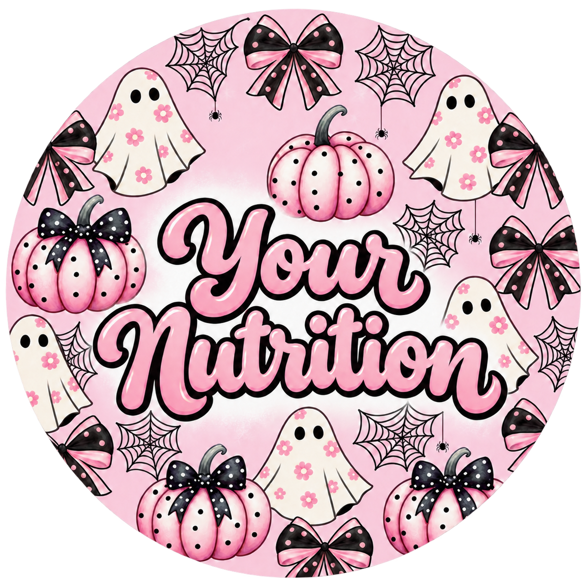Pink Bow-Ghosts & Pumpkins Halloween Sticker